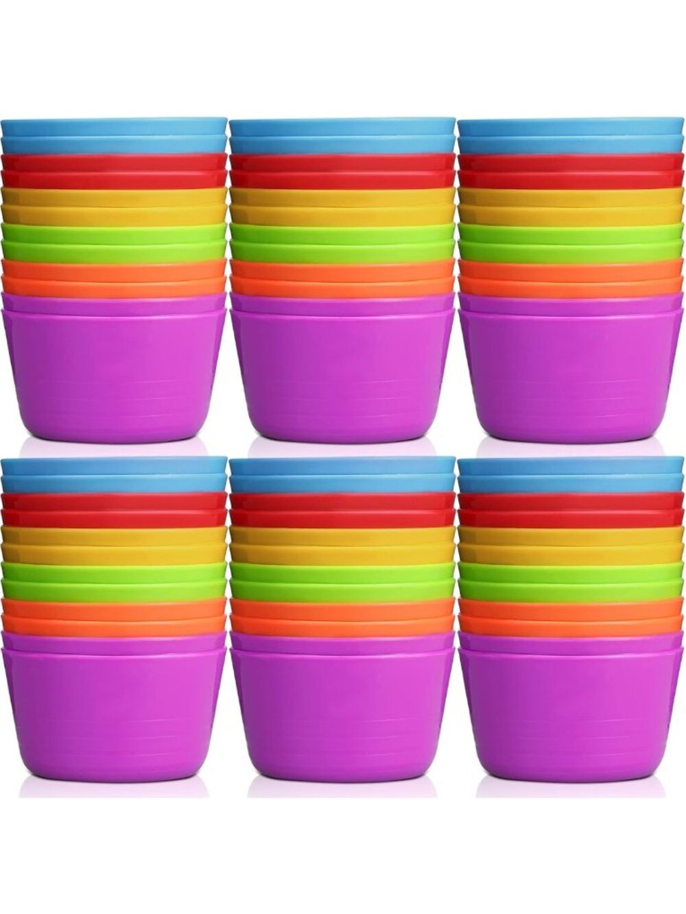 48 Pcs Kids Plastic Bowls Set - 10 oz Cereal, Snack, Salad, Soup - Microwave